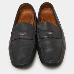 Prada Blue Leather Slip On Loafers Size 46
