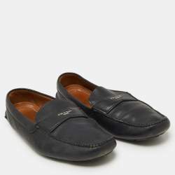 Prada Blue Leather Slip On Loafers Size 46