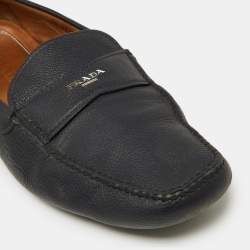Prada Blue Leather Slip On Loafers Size 46