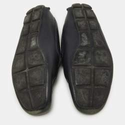 Prada Blue Leather Slip On Loafers Size 46
