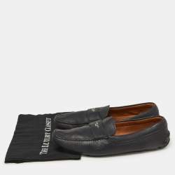 Prada Blue Leather Slip On Loafers Size 46