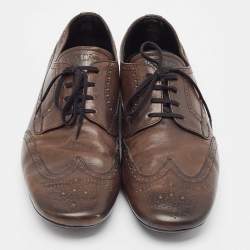 Prada Brown Brogue Leather Lace Up Oxfords Size 44