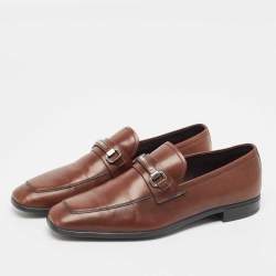 Prada Brown Leather Slip On Loafers Size 41.5