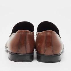 Prada Brown Leather Slip On Loafers Size 41.5