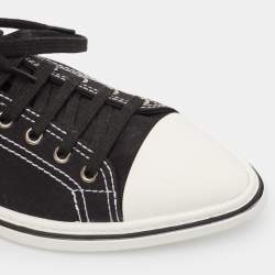 Prada Black Canvas Point-Toe Lace Up Sneakers Size 44.5