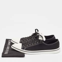 Prada Black Canvas Point-Toe Lace Up Sneakers Size 44.5