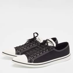 Prada Black Canvas Point-Toe Lace Up Sneakers Size 44.5