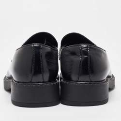 Prada Black Brushed Leather Slip On Loafers Size 44