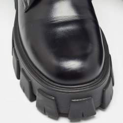 Prada Black Leather and Nylon Monolith Ankle Boots Size 39.5