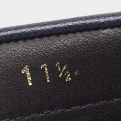 مملوكة مسبقًا Prada Navy Blue Leather Buckle Detailing Loafers Size 45.5