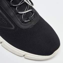 Prada Black Knit Fabric Lace Up Sneakers Size 39