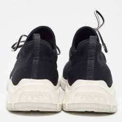 Prada Black Knit Fabric Lace Up Sneakers Size 39