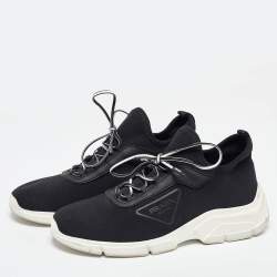 Prada Black Knit Fabric Lace Up Sneakers Size 39