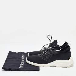 Prada Black Knit Fabric Lace Up Sneakers Size 39