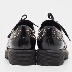 Prada Black Leather Embellished Lace Up Brogues Oxfords Size 36