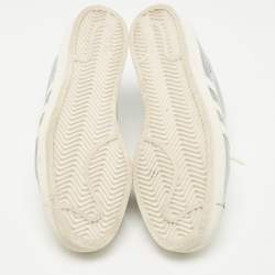 Pre Owned Prada x Adidas White/Silver Leather Superstar Sneakers Size 42 2/3