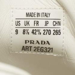 Pre Owned Prada x Adidas White/Silver Leather Superstar Sneakers Size 42 2/3