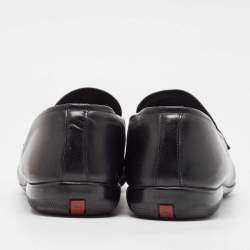 Pre Owned Prada Black Leather Slip On Loafers Size 45