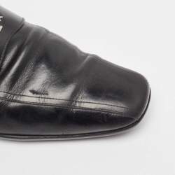 Pre Owned Prada Black Leather Slip On Loafers Size 45