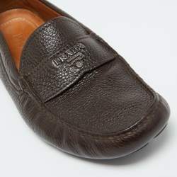 Prada Brown Leather Slip On Loafers Size 39.5