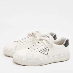 Prada White Leather Low Top Sneakers Size 45.5