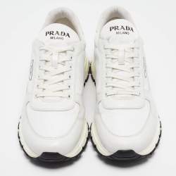 Prada White Leather Prax 01 Low Top Sneakers Size 45.5