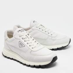 Prada White Leather Prax 01 Low Top Sneakers Size 45.5