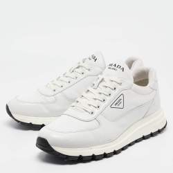 Prada White Leather Prax 01 Low Top Sneakers Size 45.5