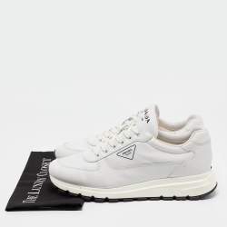 Prada White Leather Prax 01 Low Top Sneakers Size 45.5