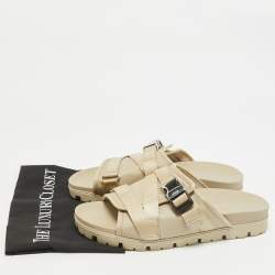 Prada Cream Canvas Neoprene Flat Sandals Size 43