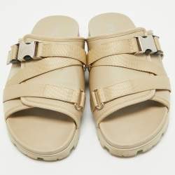 Prada Cream Canvas Neoprene Flat Sandals Size 43