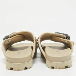 Prada Cream Canvas Neoprene Flat Sandals Size 43