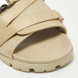 Prada Cream Canvas Neoprene Flat Sandals Size 43
