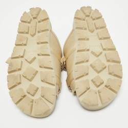 Prada Cream Canvas Neoprene Flat Sandals Size 43