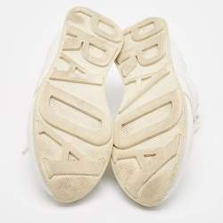 Pre Owned Prada White Leather Lace Up Sneakers Size 41.5
