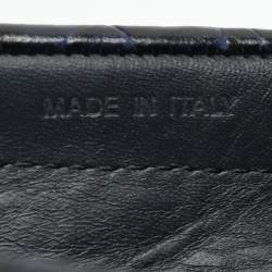 Prada Navy Blue Croc Embossed Leather Penny Loafers Size 41.5