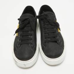 Prada Black Canvas Gabardine Lace Up Sneakers Size 44