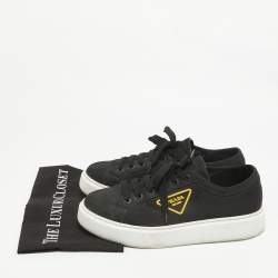 Prada Black Canvas Gabardine Lace Up Sneakers Size 44