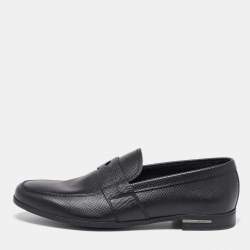 Prada Black Leather Penny Loafers Size 39.5