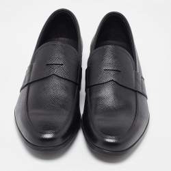 Prada Black Leather Penny Loafers Size 39.5