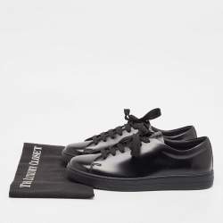 Prada Black Brushed Leather Low Top Sneakers Size 39