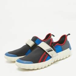 Prada Black Neoprene and Rubber Low Top Sneakers Size 43
