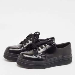 Prada Black Leather Lace Up Oxford Sneakers Size 41