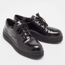 Prada Black Leather Lace Up Oxford Sneakers Size 41