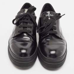 Prada Black Leather Lace Up Oxford Sneakers Size 41