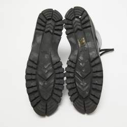 Prada Black Leather Lace Up Combat Boots Size 41