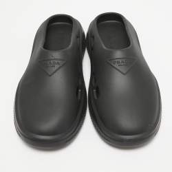 Prada Black Rubber Slip On Mules Size 42