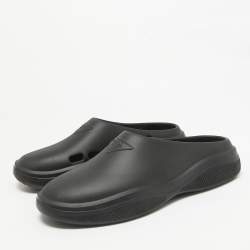 Prada Black Rubber Slip On Mules Size 42