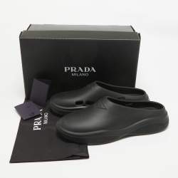 Prada Black Rubber Slip On Mules Size 42