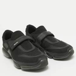 Prada Black Knit Fabric and Rubber Cloudbust Sneakers Size 42